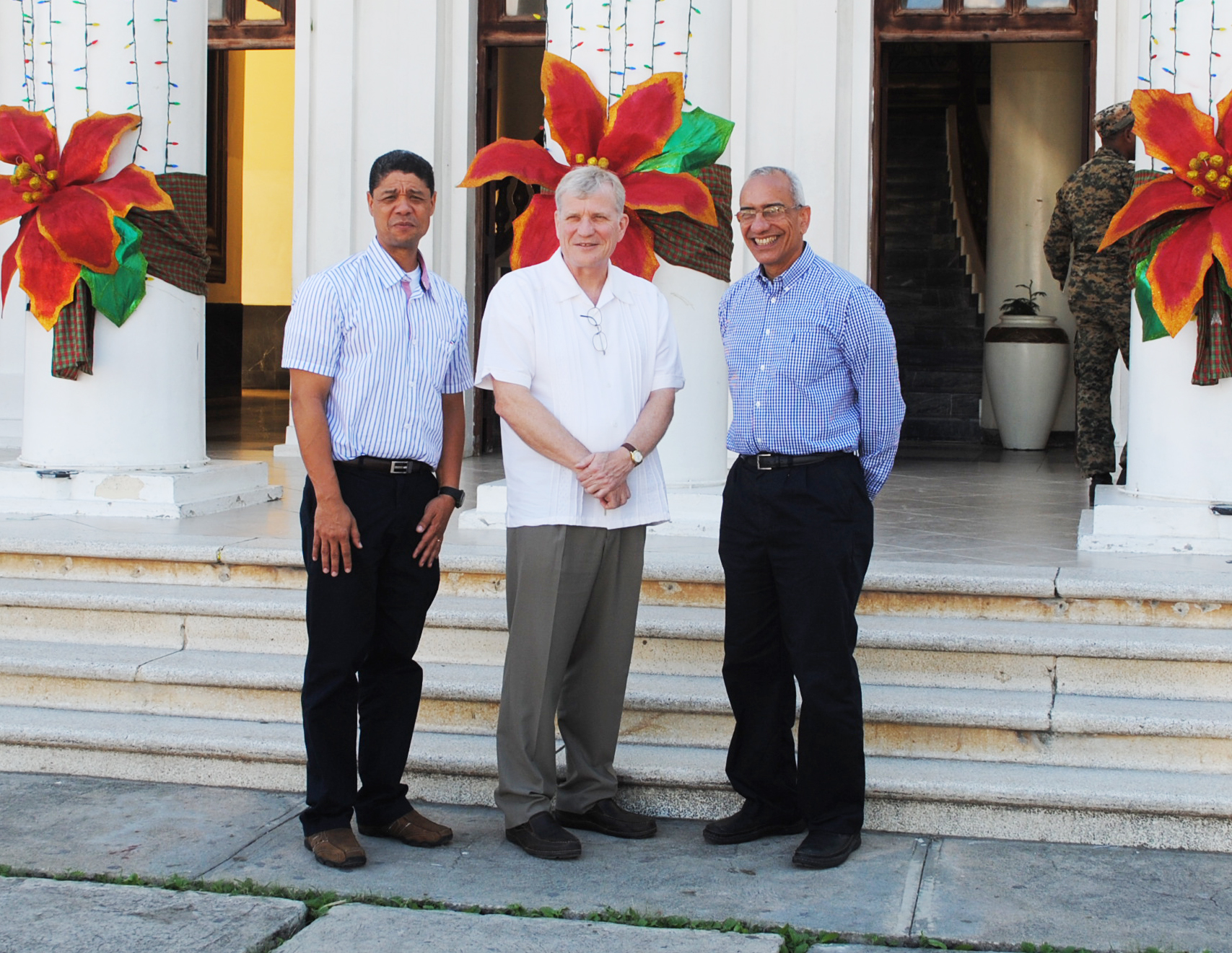 Felix Mercedes (GQC Country Manager), Canadian Ambassador Georges Boisse & Julio Espaillat (GQC President & CEO) at San Juan De La Maguana City Hall 